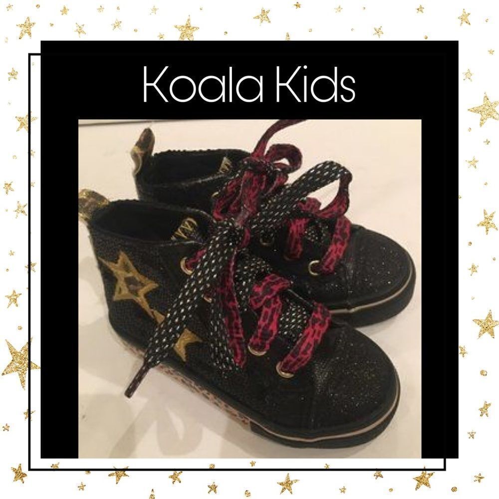 Koala Kids Black Glitter Tennis Shoes 6